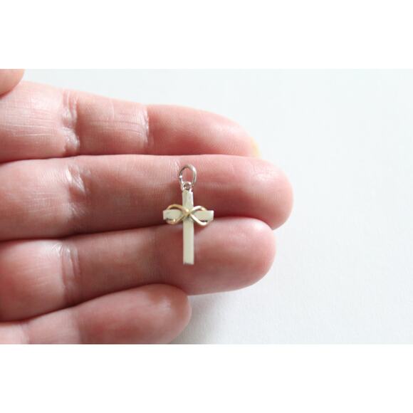 Sterling Silver Cross Charm with Bronze Infinity - Picture 2 of 4